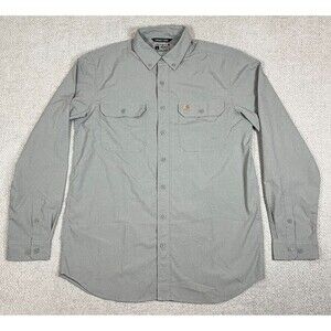 Carhartt Force Button Down Shirt Men's Large Tall Gray Relaxed Fit Long Sleeve